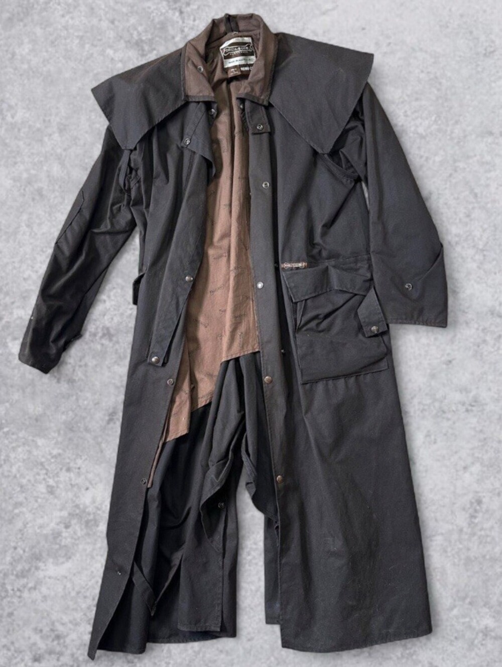 Driza-Bone Australia Vintage Waxed Oilskin Waterproof Trench Riding Coat Size 6